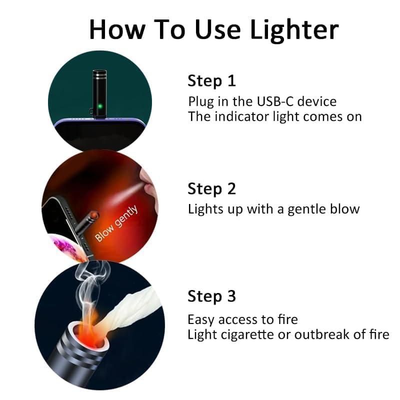 Rechargeable Windproof Electronic Lighter (USB Type-C)