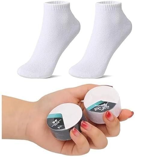 Travel-Friendly Disposable Cotton Socks- Hygienic & Wash-Free(Portable Pack)